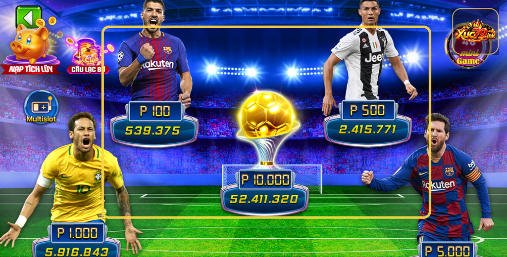 Ảnh cận cảnh bố cục Football Xuc79 với các khu vực lựa chọn được bố trí quanh sân vận động.