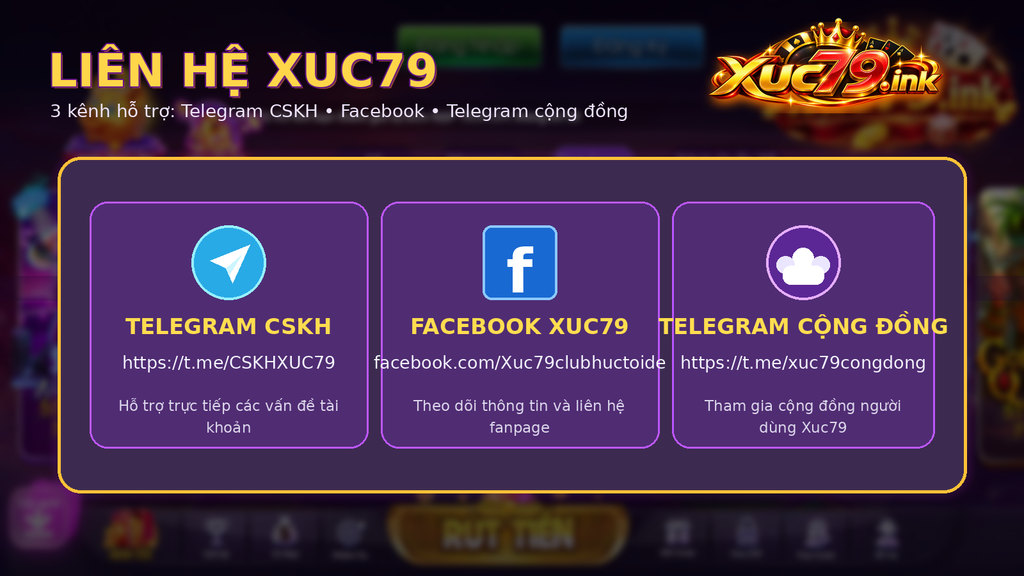 Hình minh họa khu vực liên hệ và chăm sóc khách hàng Xuc79