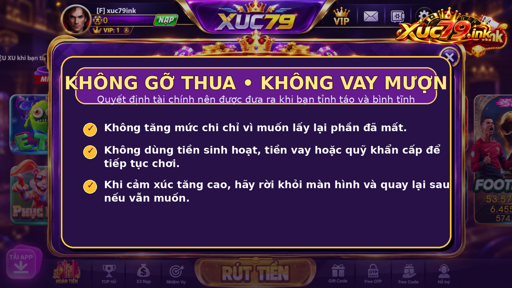 Không gỡ thua và không vay mượn là hai nguyên tắc tài chính quan trọng khi chơi có trách nhiệm