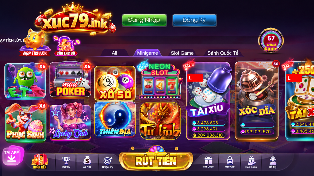 Minigame và các khu vực trò chơi nổi bật trong hệ sinh thái Xuc79