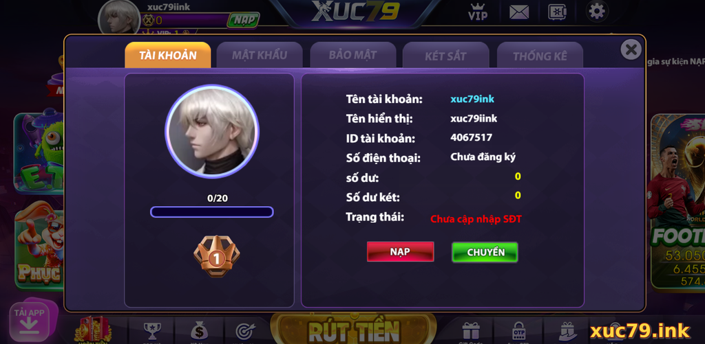 Thông tin hồ sơ Xuc79 được sử dụng để vận hành tài khoản và hỗ trợ người dùng