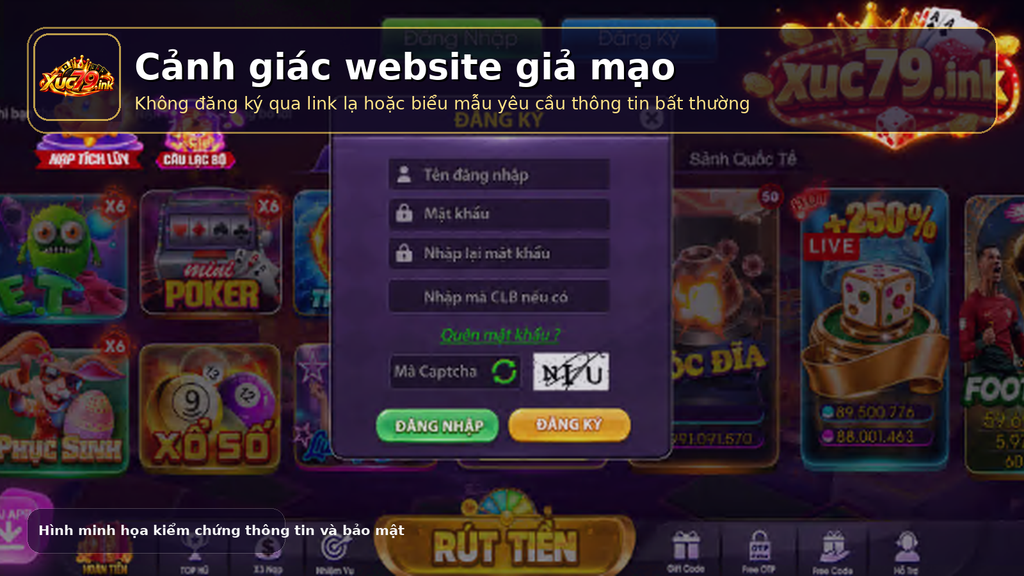 Ảnh cảnh báo kiểm tra đúng biểu mẫu đăng ký Xuc79 để tránh website giả mạo. Vì sao xuất hiện tin “Xuc79 lừa đảo”?